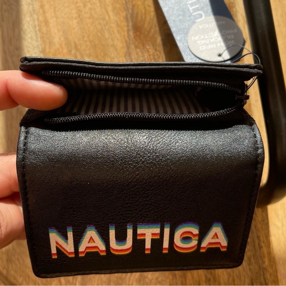 Nautica | Black & Rainbow Pride Tri-Fold Wallet